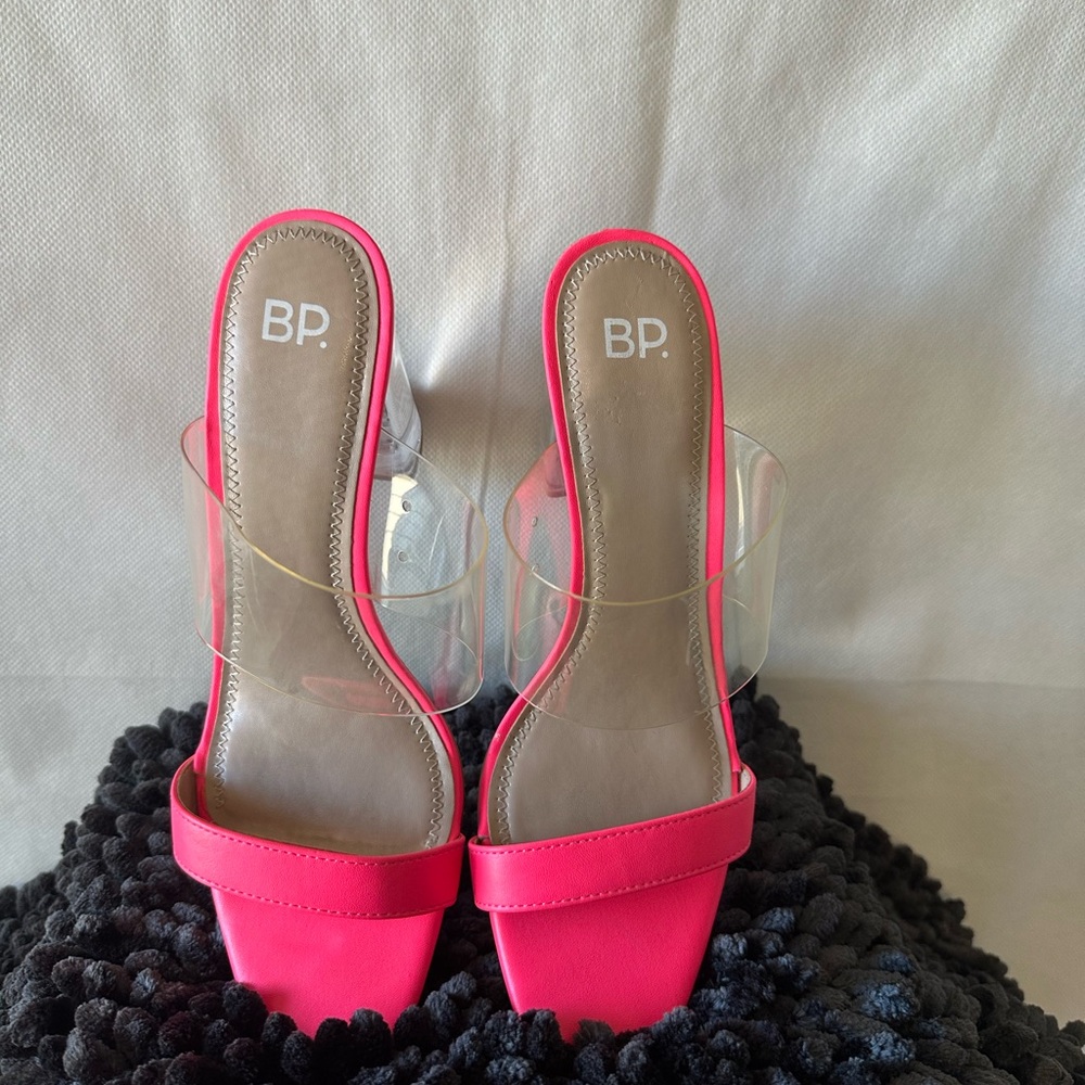 BP Women's Hot Pink Clear Strap Heels